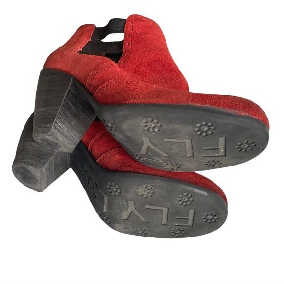 FLY LONDON Suede Ankle Boots Heel Red 37 - Picture 10 of 11